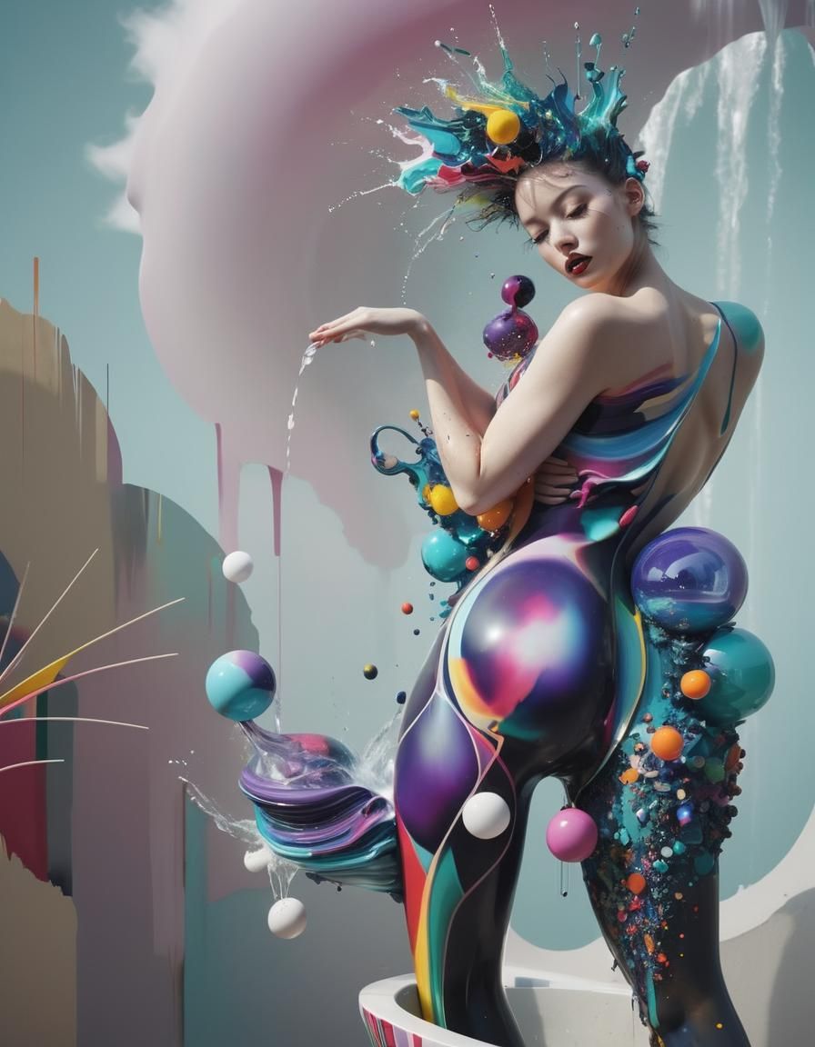 A vibrant and whimsical glitch artwork by the talented trio ...