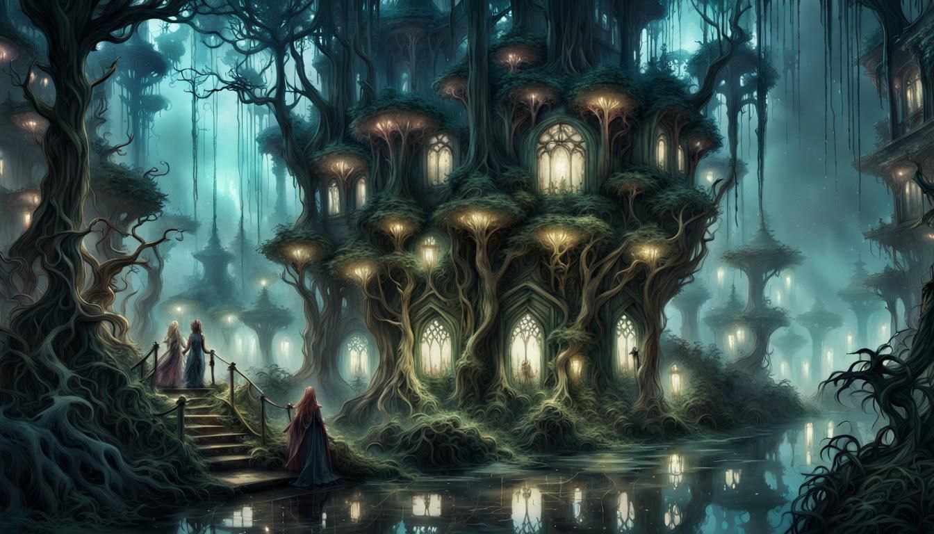 Dark Fairy Forest City  by @ArchImperatrix