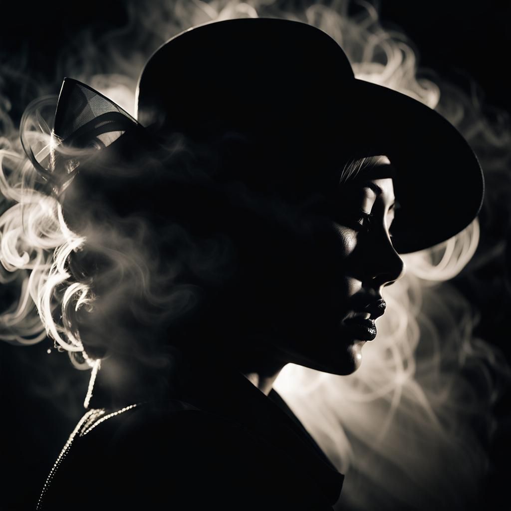 Shadow of woman, black and white, Mesmerizing Smoke, background made by smoke