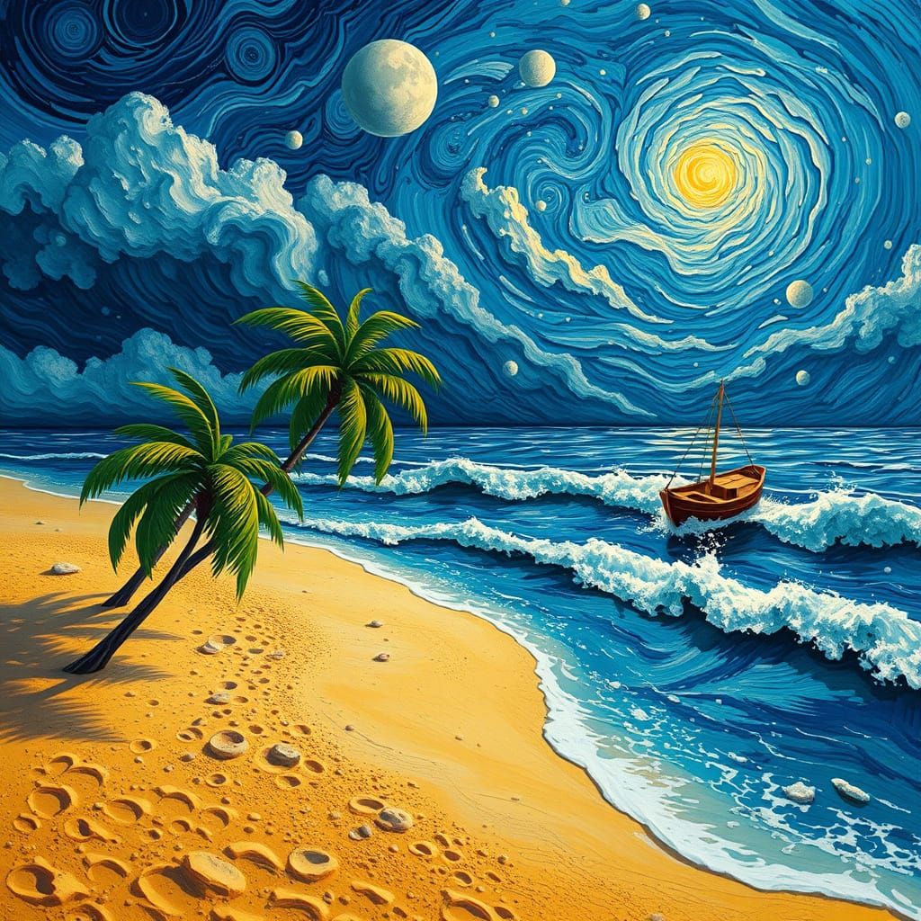 Dreamlike Seashore in Whimsical 3D Realism