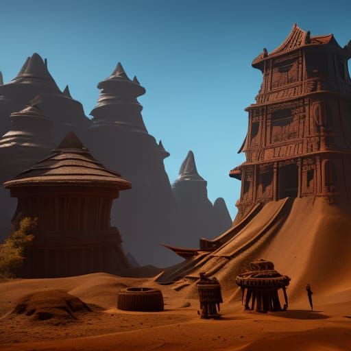 Tribal Outlaw Showdown in Fantasy Concept Art