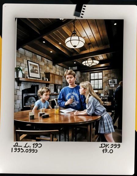 cousins waiting for the Polaroid to develop