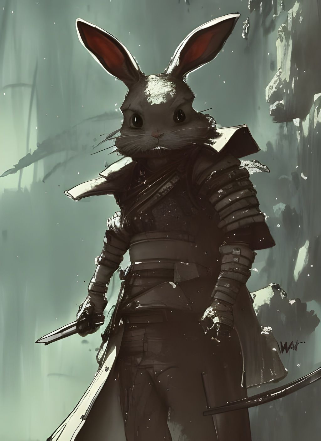 Drawing of a Warrior Bunny AI Generated Artwork NightCafe Creator
