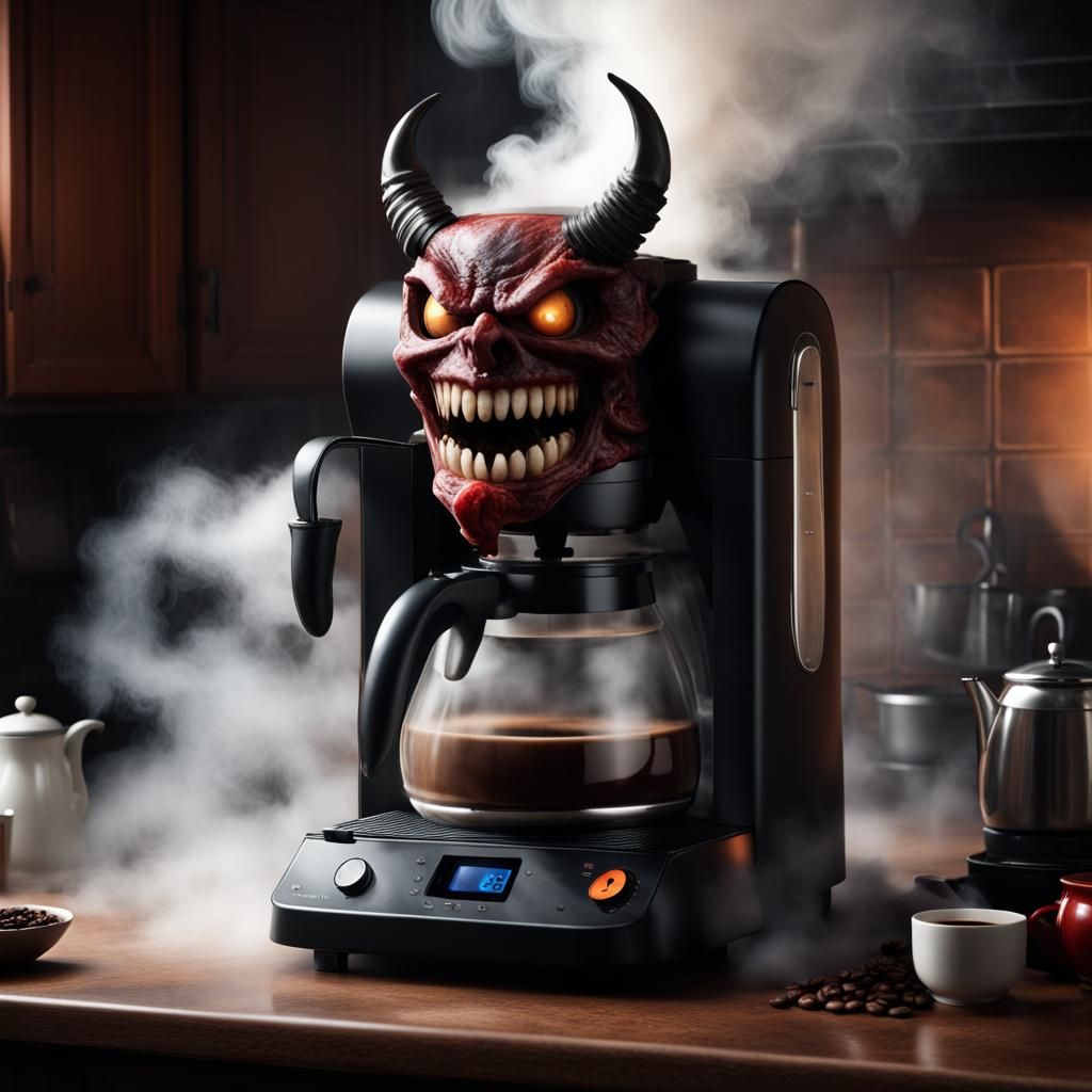 Creepy coffee-maker - 5 - AI Generated Artwork - NightCafe Creator