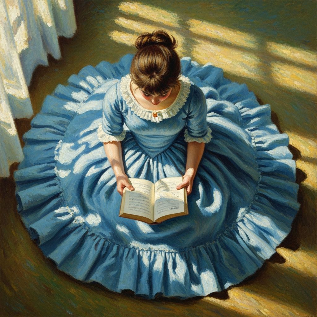 Girl Reading Book in Impressionistic Style