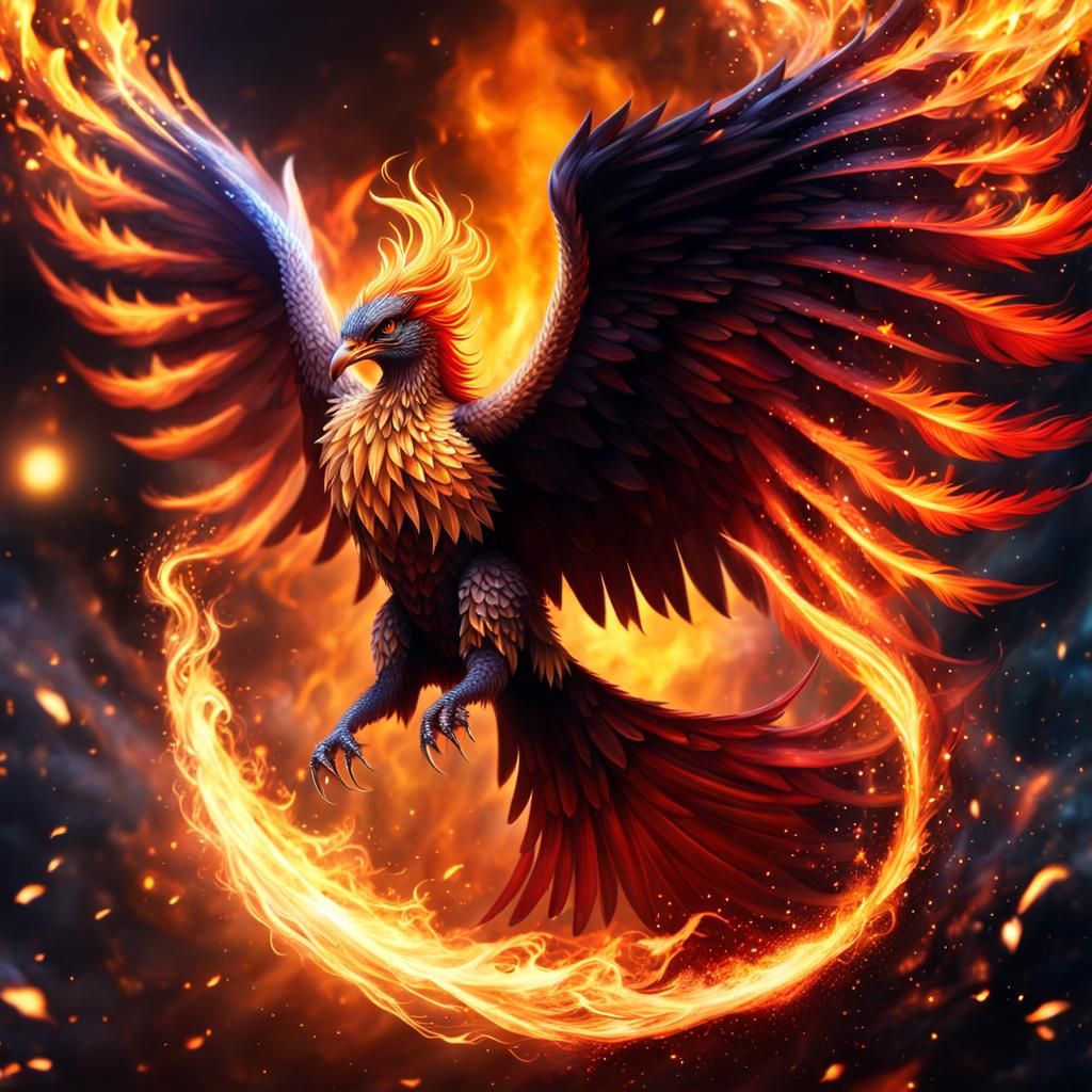 Phoenix in fire - AI Generated Artwork - NightCafe Creator