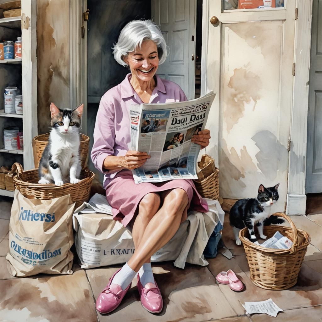 a older pretty smiling woman with short, silver hair is sitt...