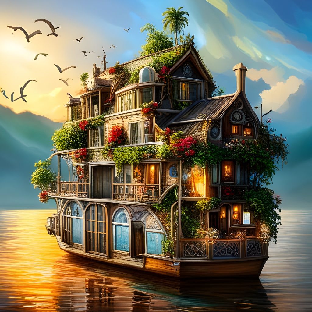 A Beautiful Fantasy House-Boat in the Jungle