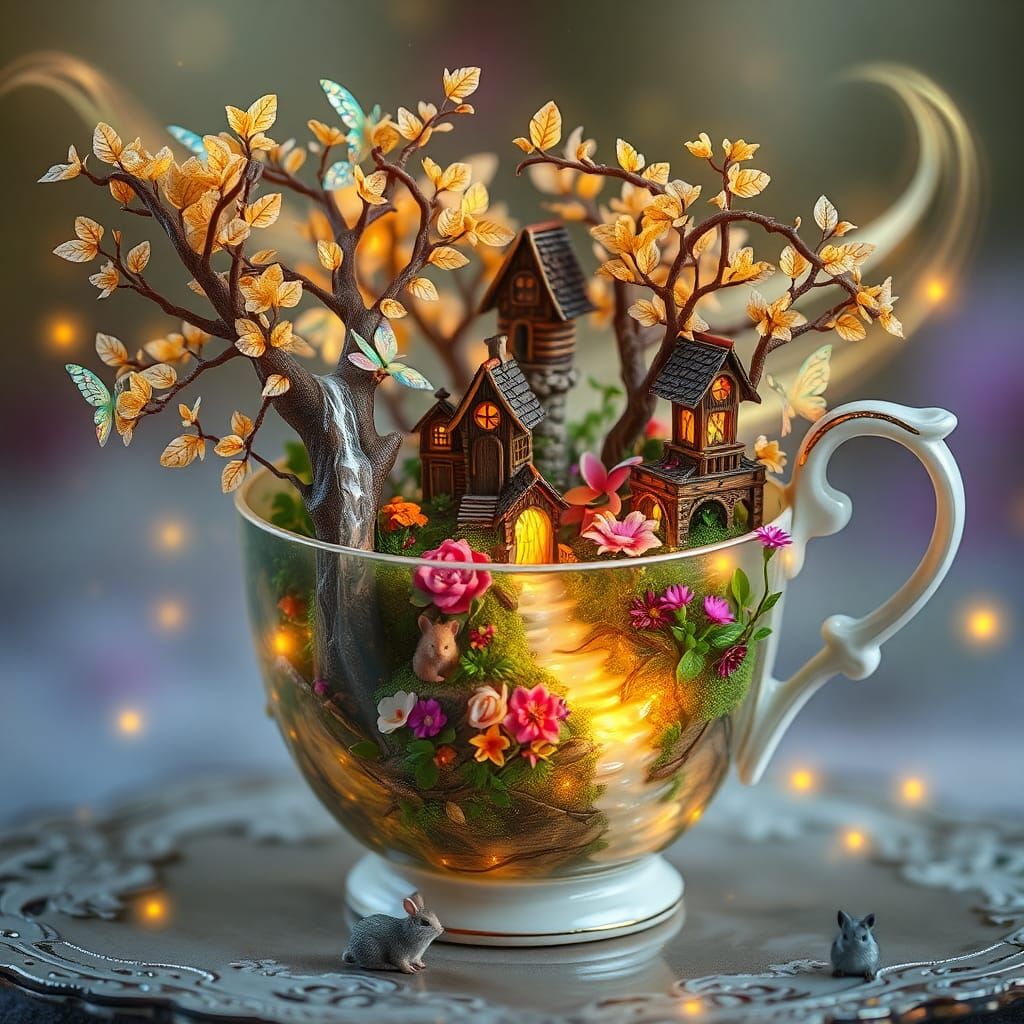 a miniature forest within a teacup