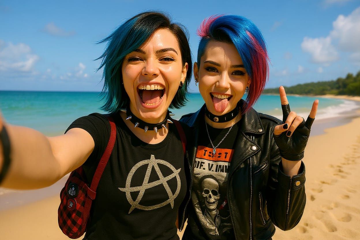punk girls at Okinawa Beach - Arrived