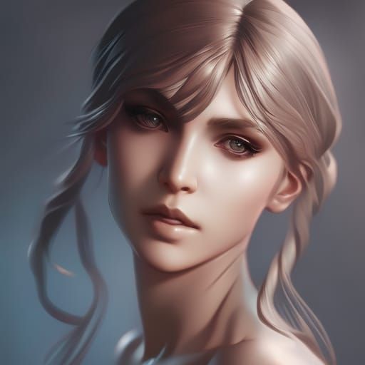 Lonely female model portrait photography hyperrealistic head...