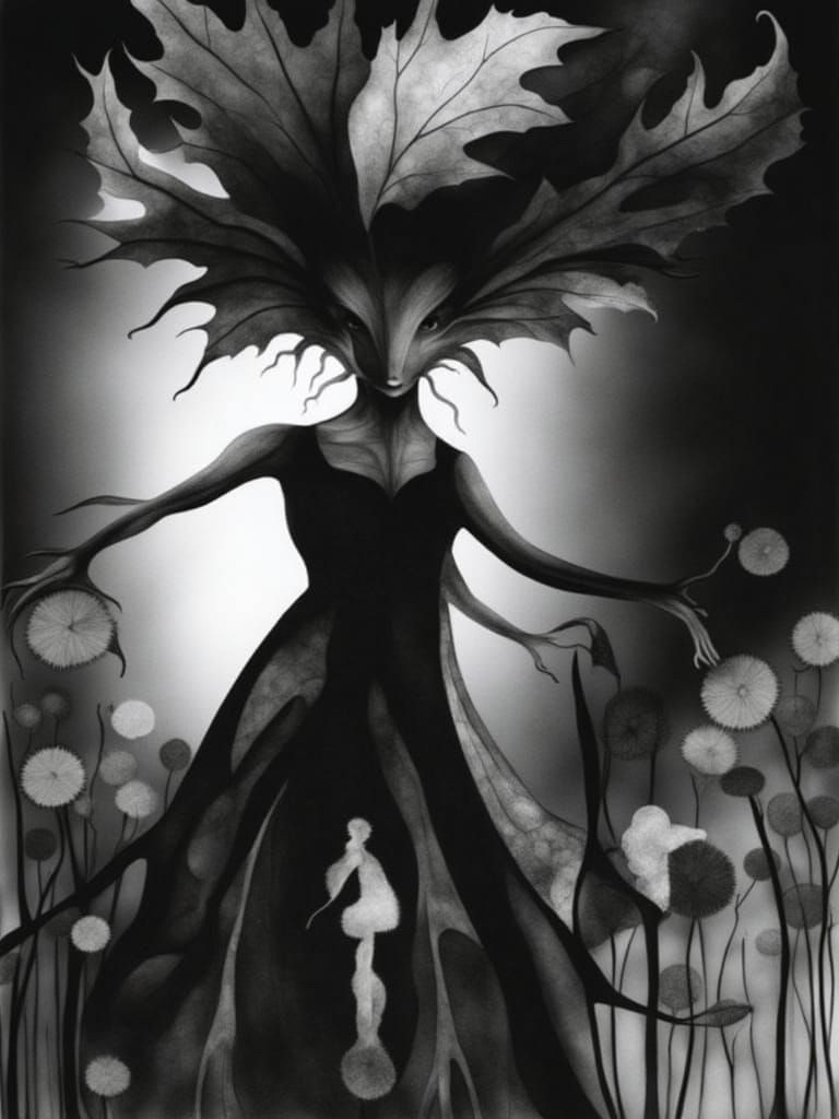 <lora:Dark Beings:1.0> Shadows and light make patterns within the  mind , black and white   mystical and poetic dreamlike Paul Klee, surreal...