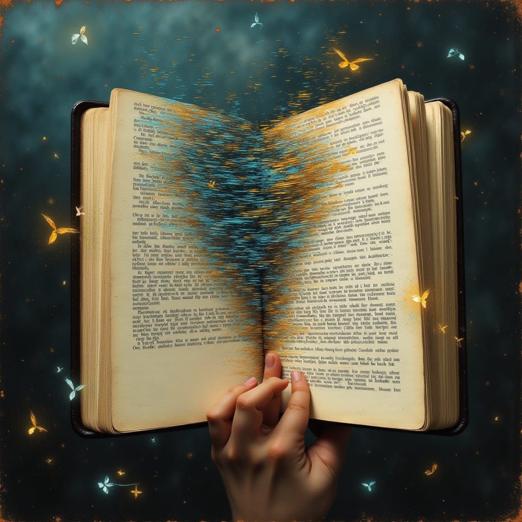 <lora:inspired:1.0> Translation of Emotion::
handwritten journal pages morphing into glowing lines of digital code, fusion of analog and dig...