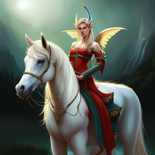 beautiful elf woman riding unicorn, beautiful elf woman, beautiful ...