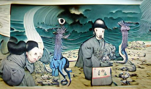 Ukiyo-e Eldritch surrealism ominous