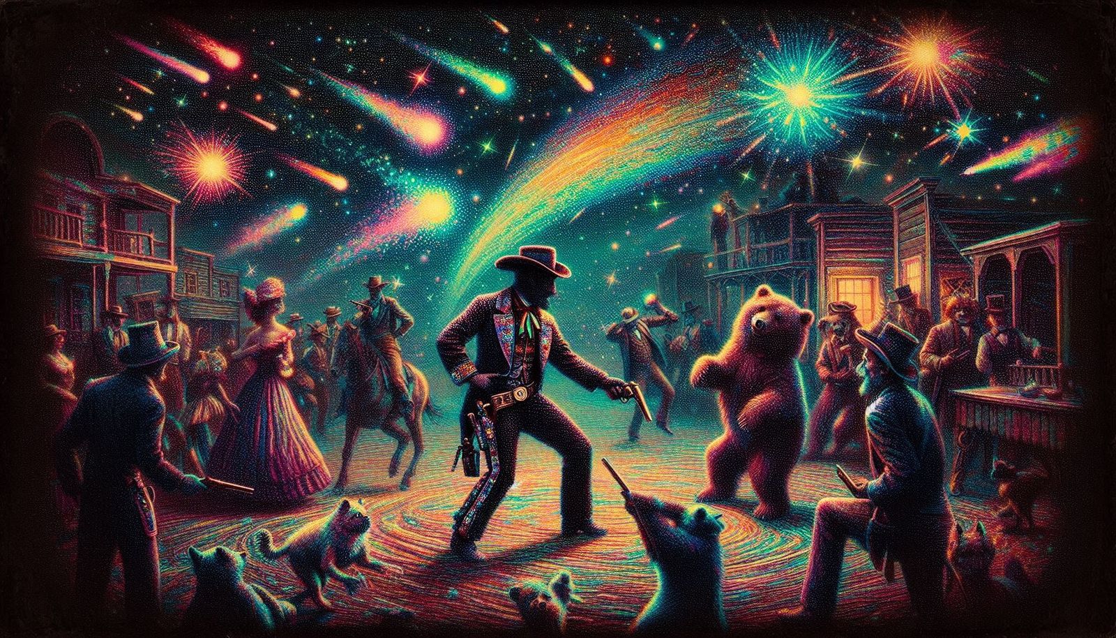 snazzy cornball bear-human dance promenade