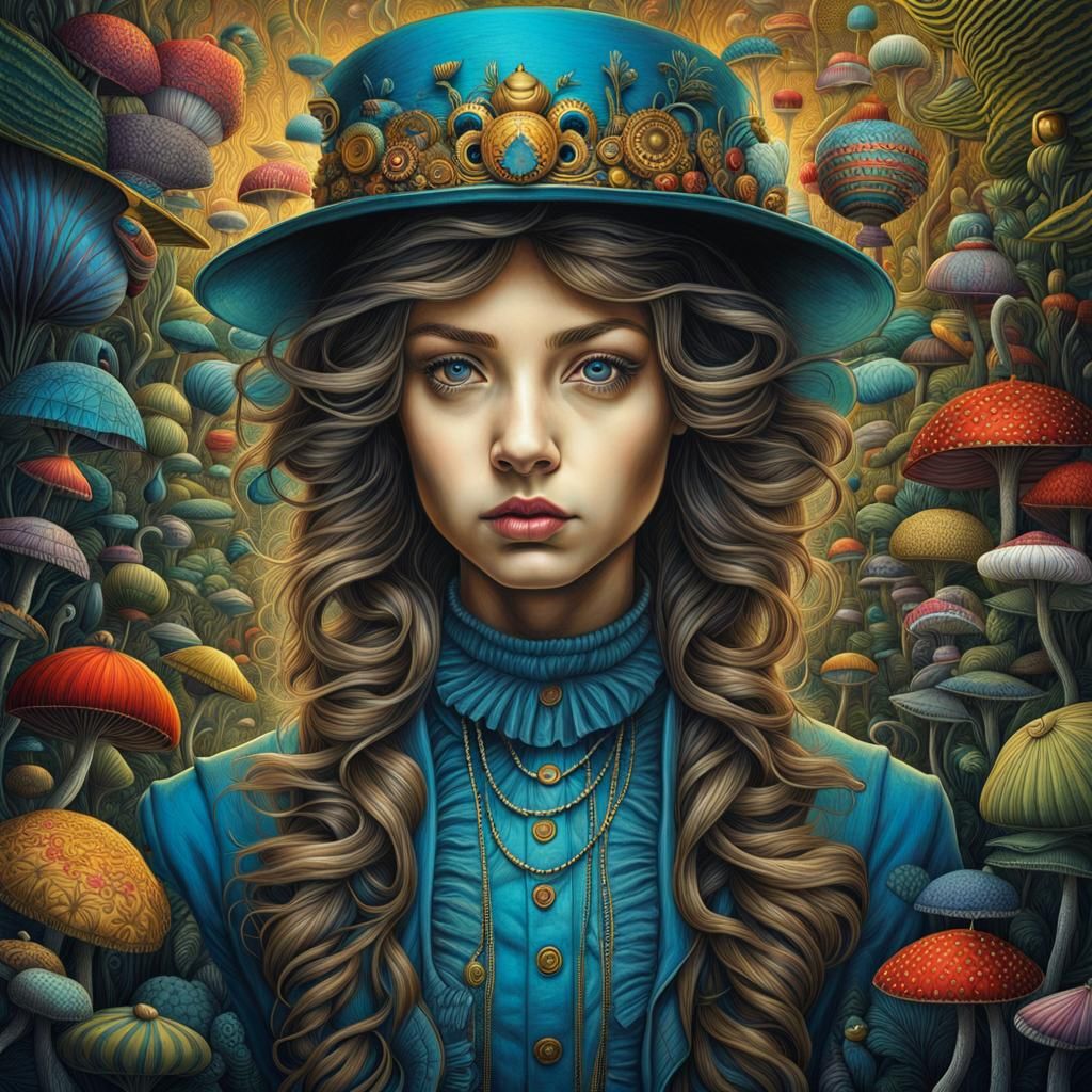 Portrait with fungi - AI Generated Artwork - NightCafe Creator