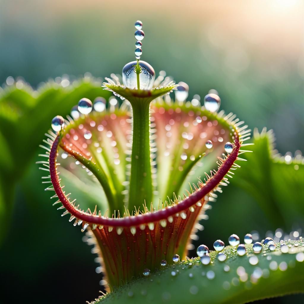 A serene, close-up photograph of a Venus Flytrap.  by @Tamminga Designs