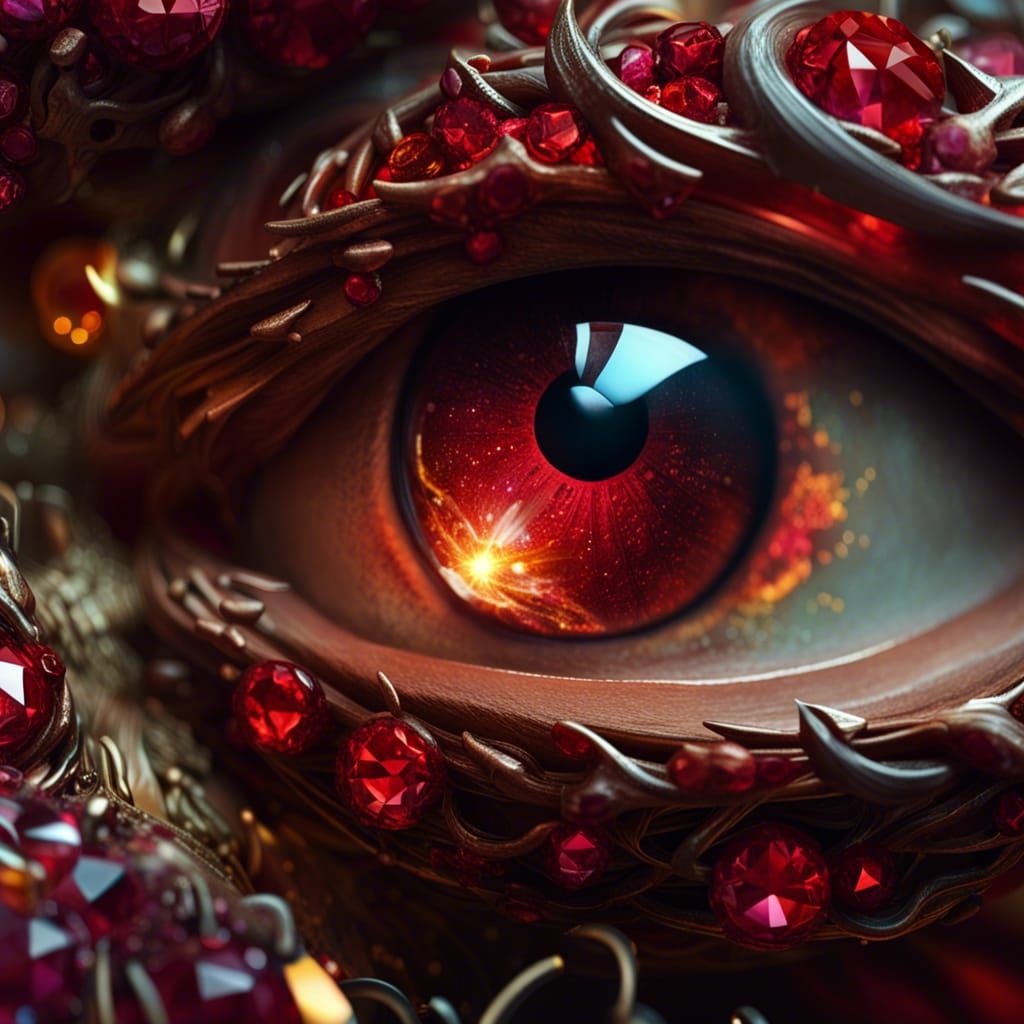 close-up of Constellating Dragon eye : intricate sparkling a...