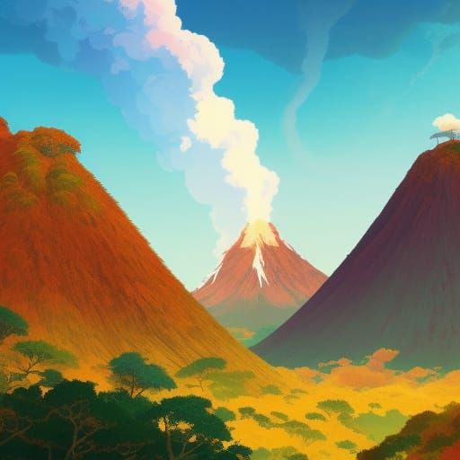 Fun and colorful design of a volcano in an object show