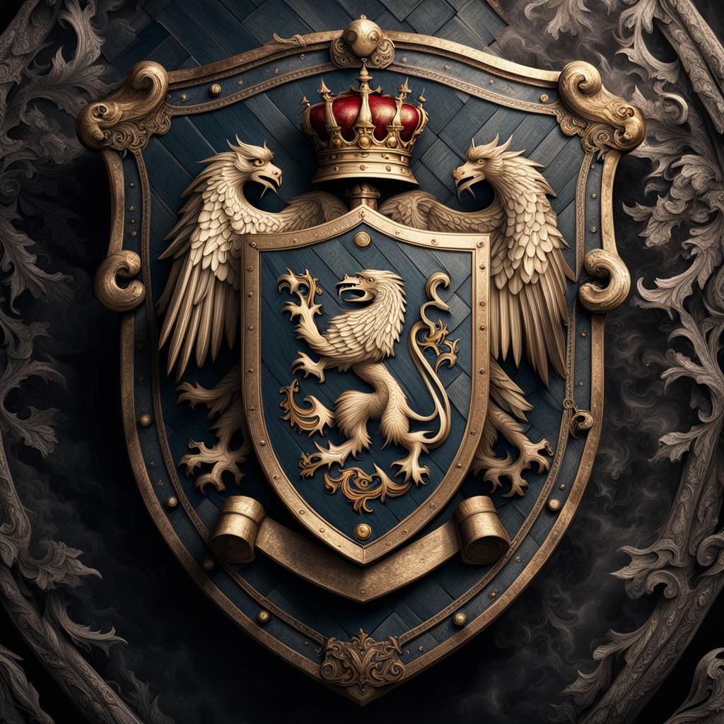 Heraldic coat of arms on a shield  by @TopDawg