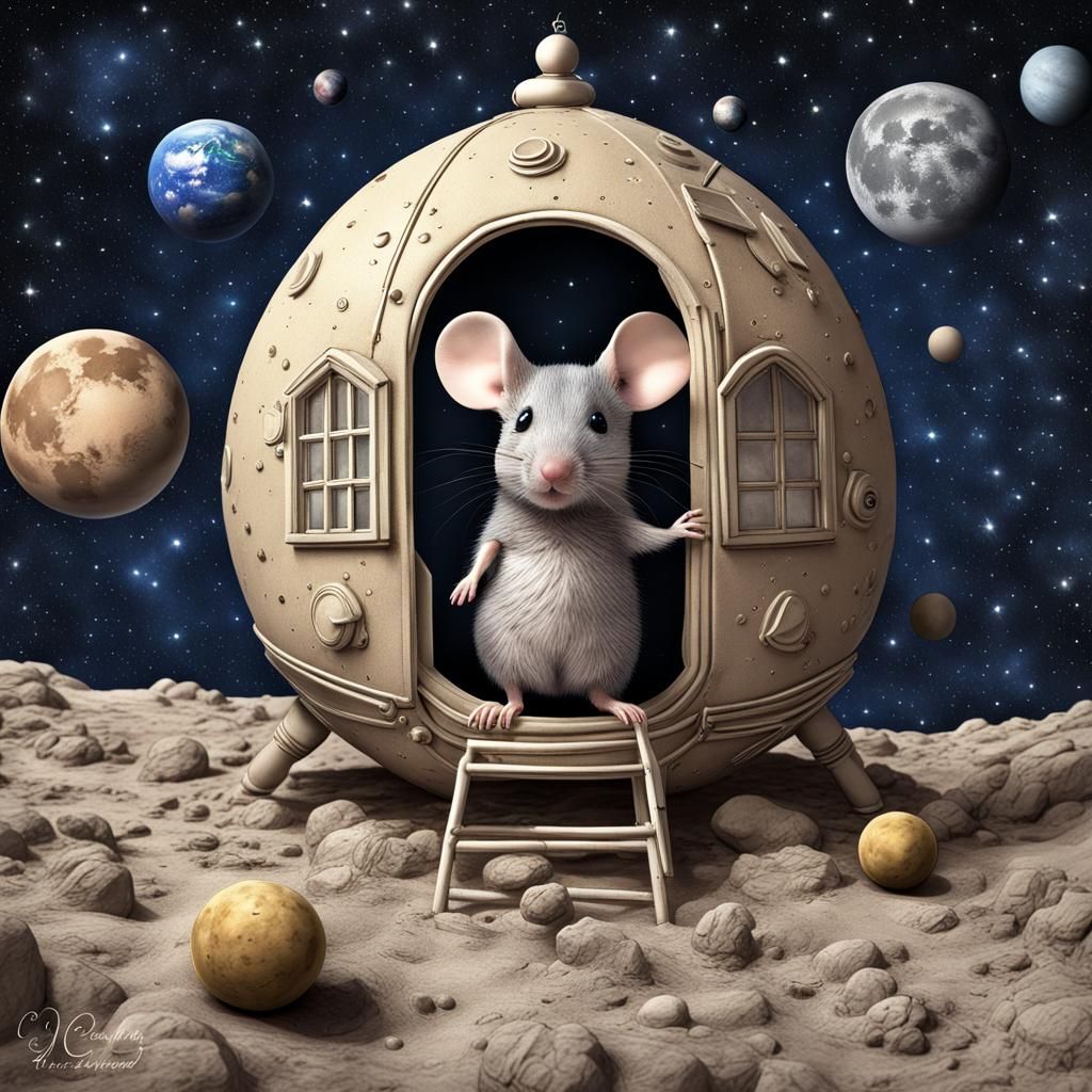 Photograph, Macro, hyperrealistic,  Chibi Mouse's Sweet Home...
