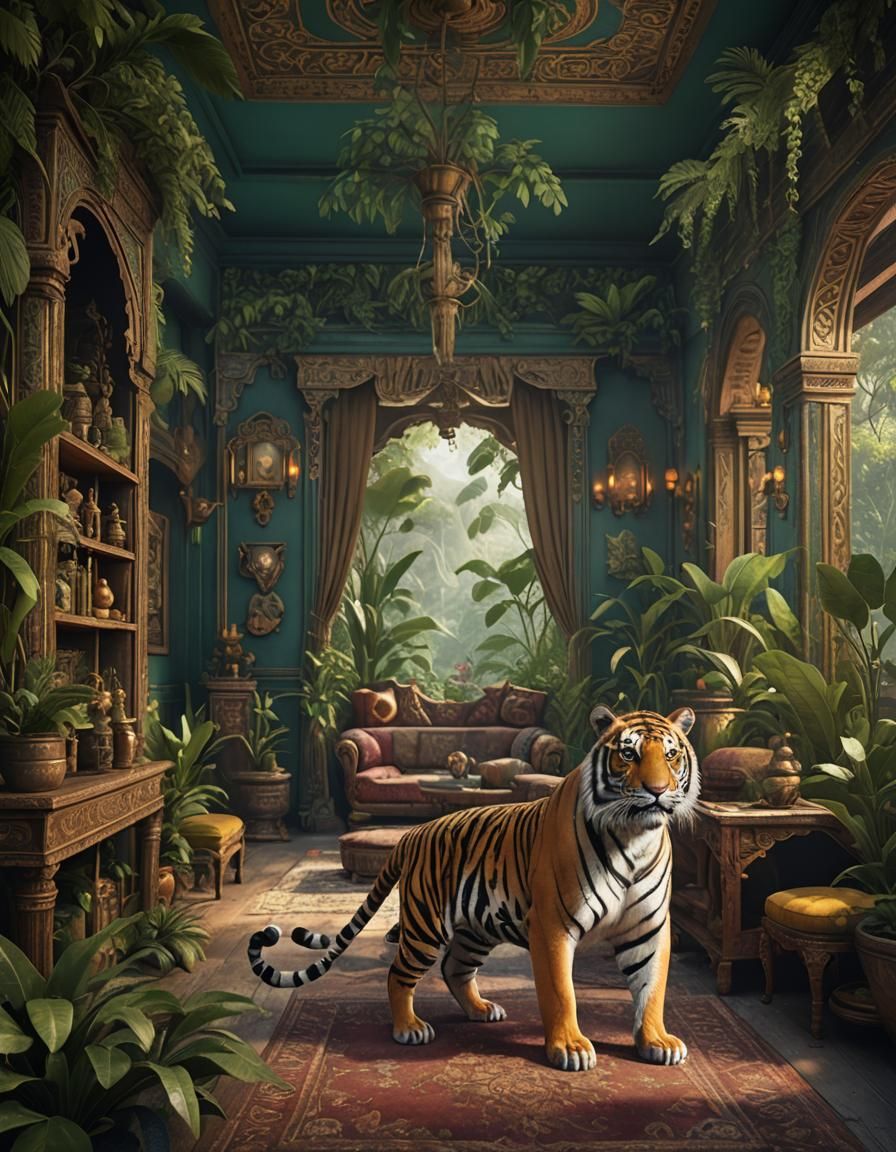tiger india jungle theme parlor room
