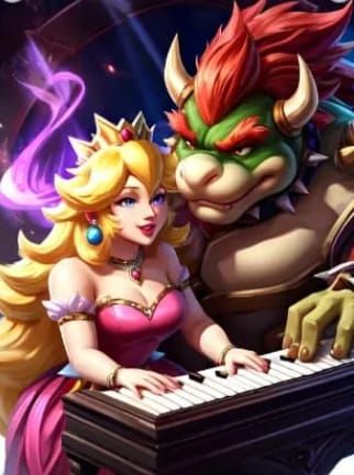 Princess Peach and Bowser playing Piano together