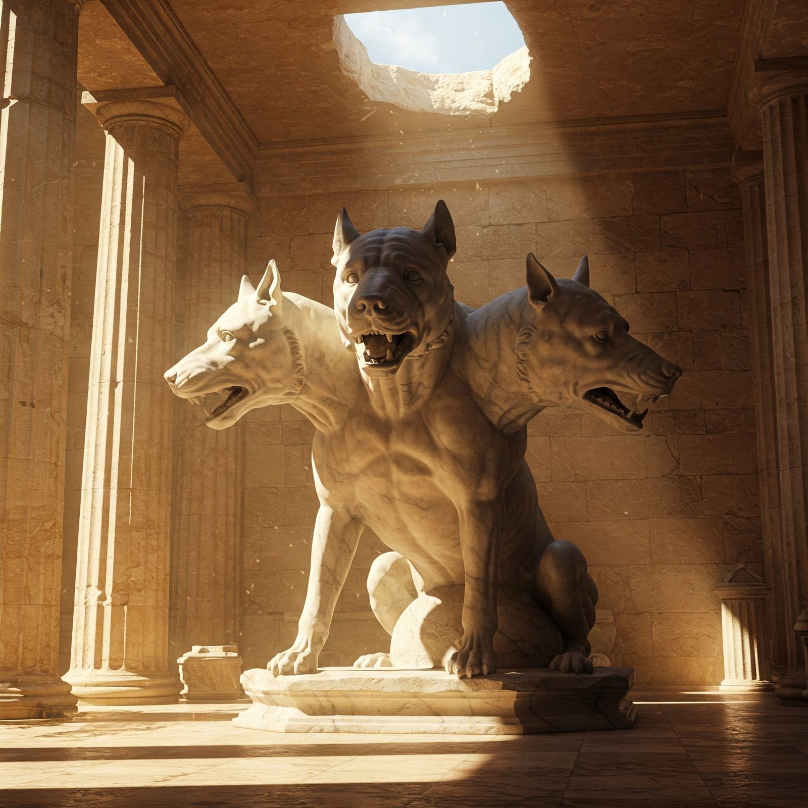 Cerberus the three-headed dog, guardian of the underworld