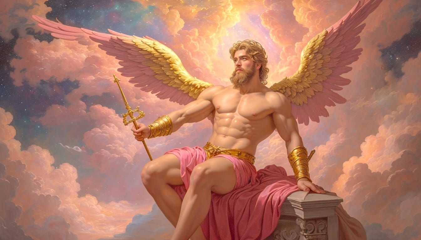 Celestial Male Angel in Pink