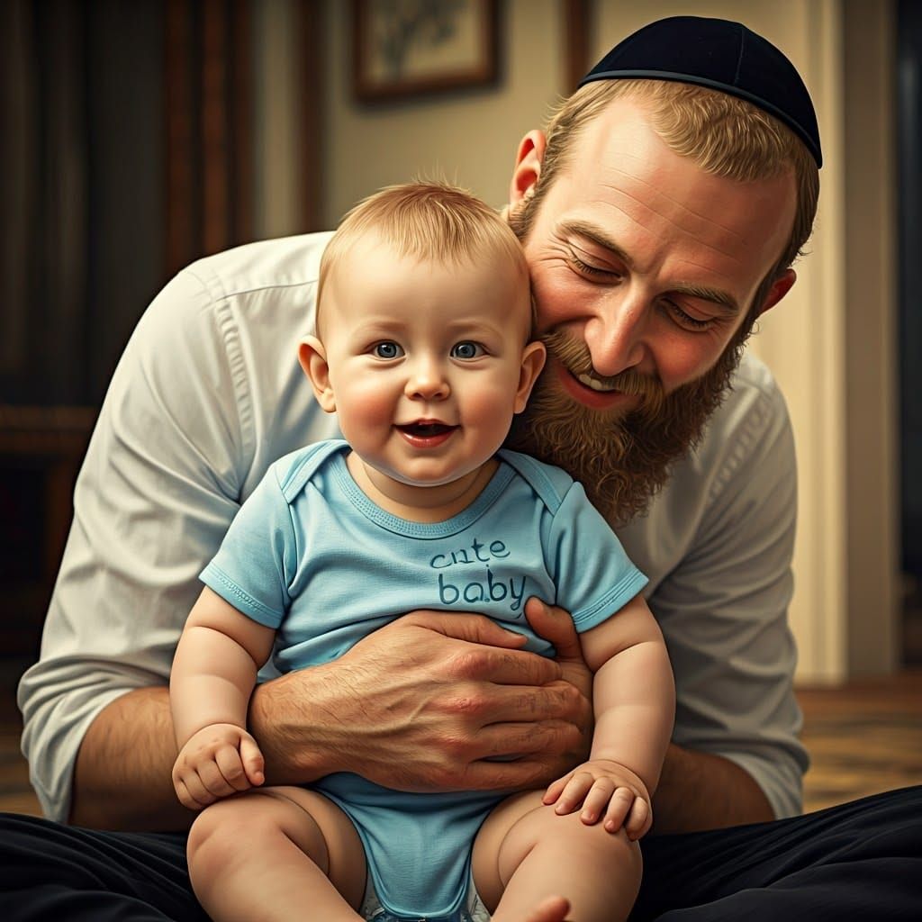 Baby and Father in Heartwarming Digital Painting