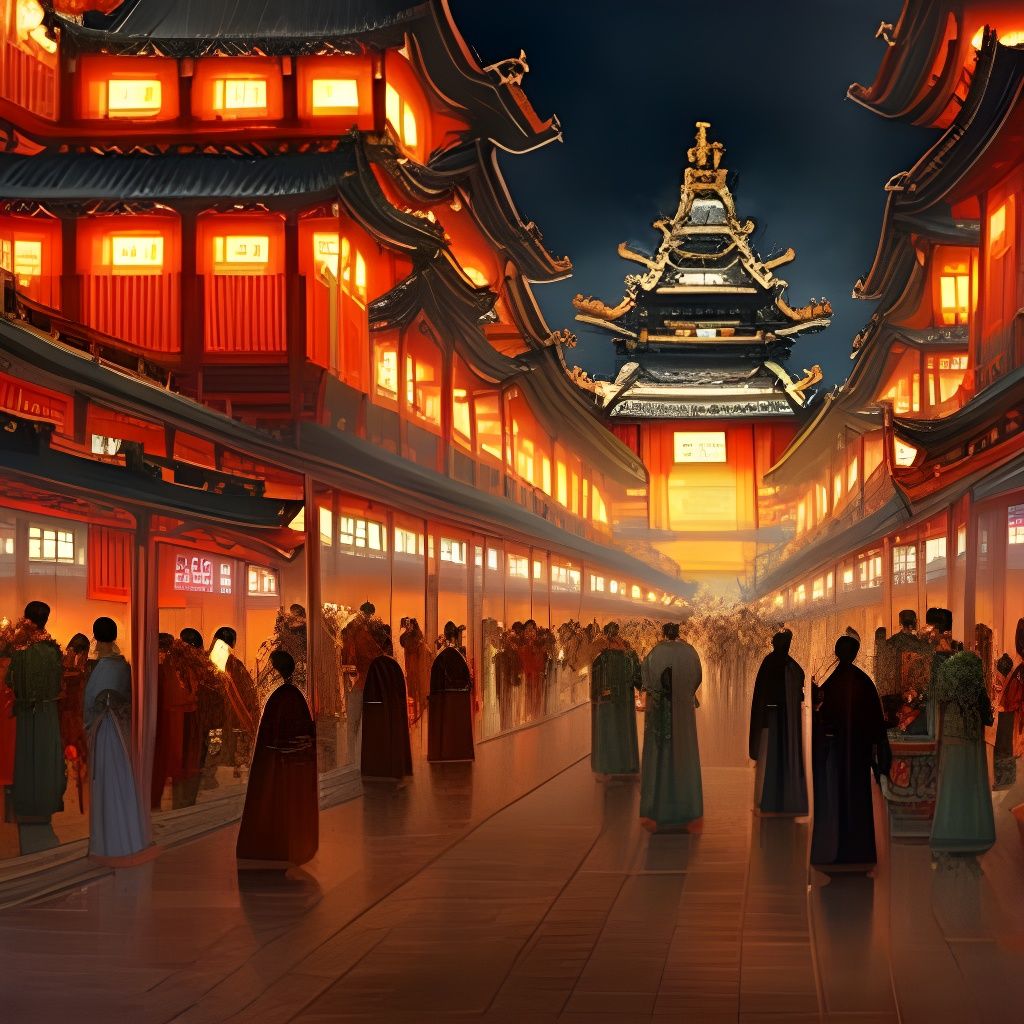 Recreate on history record ancient Night street of china tang dynasty