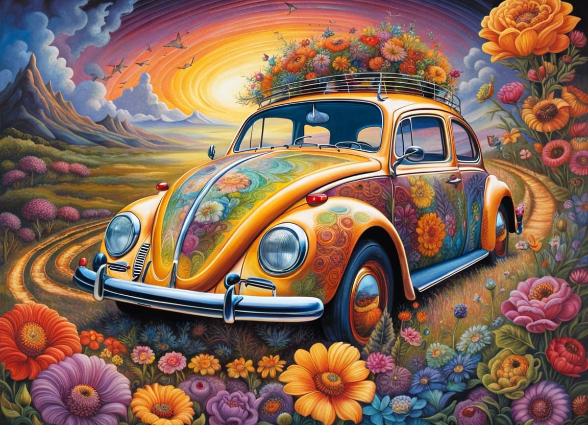 Floral iconic VW BUG  by @Vodafox