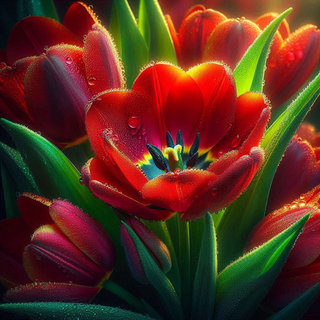 Brilliant red tulips