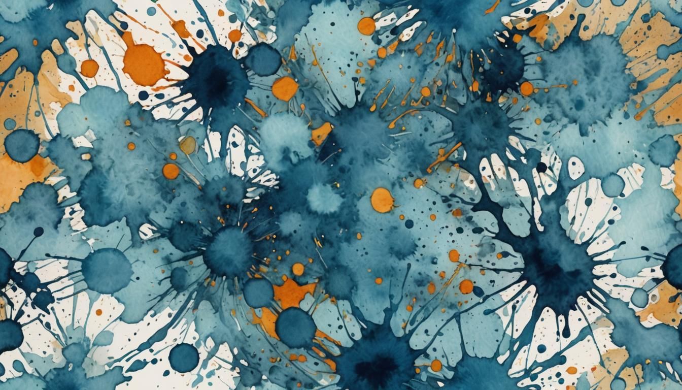 watercolor stain blue paint splatter