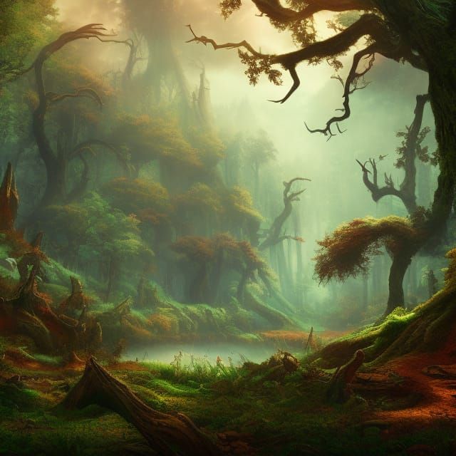 A Foggy Day In The Woods - AI Generated Artwork - NightCafe Creator