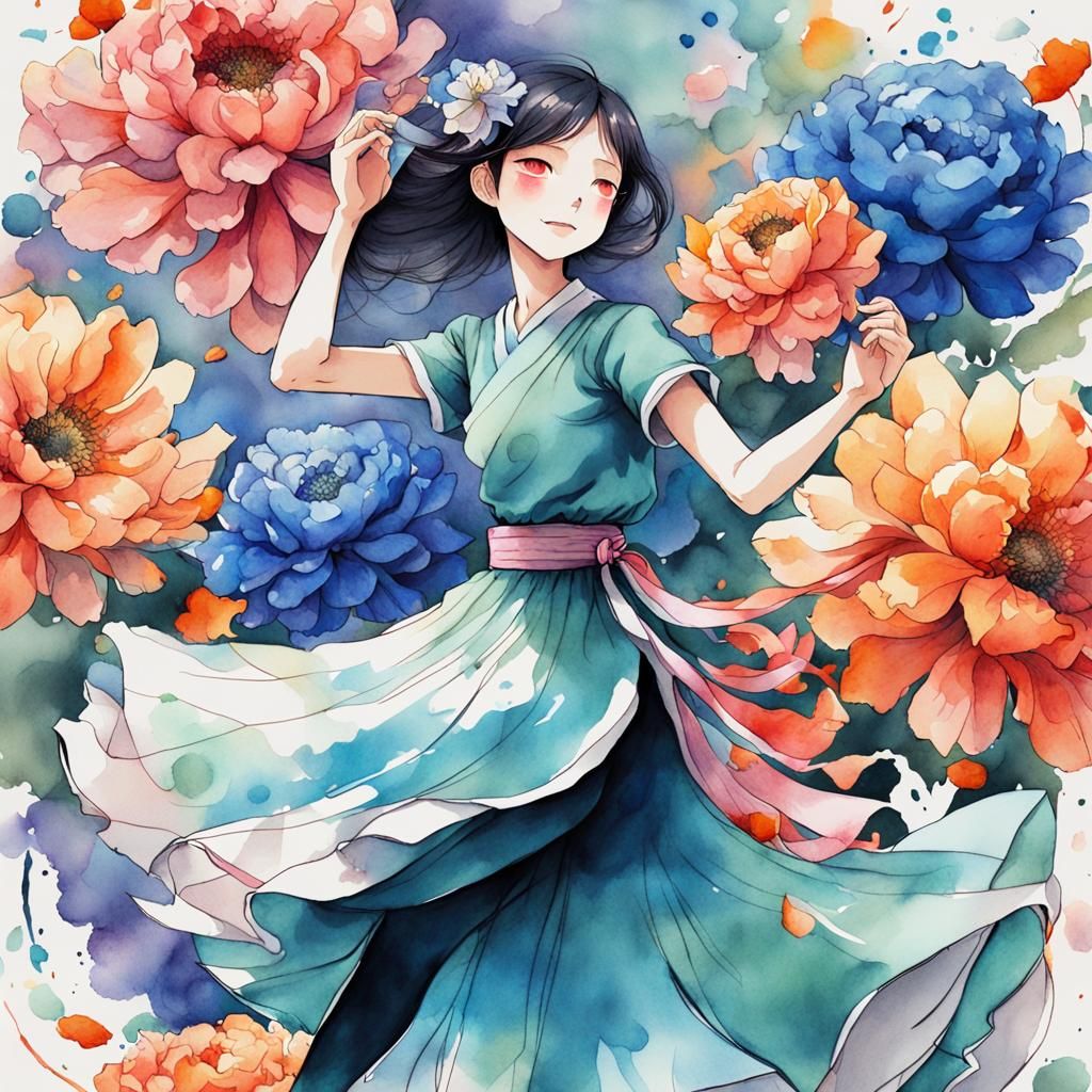 Dancing among flowers