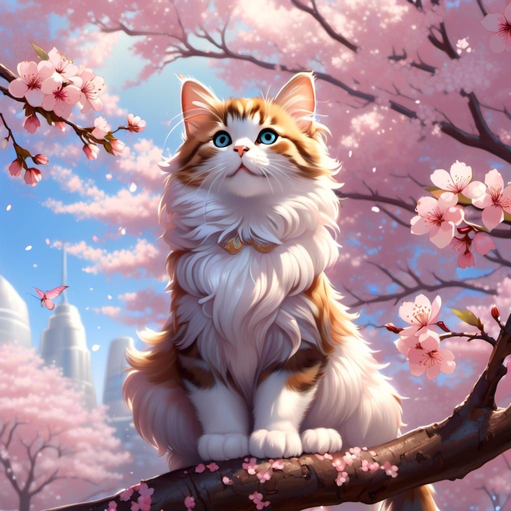 Kitty in a Cherryblossom Tree