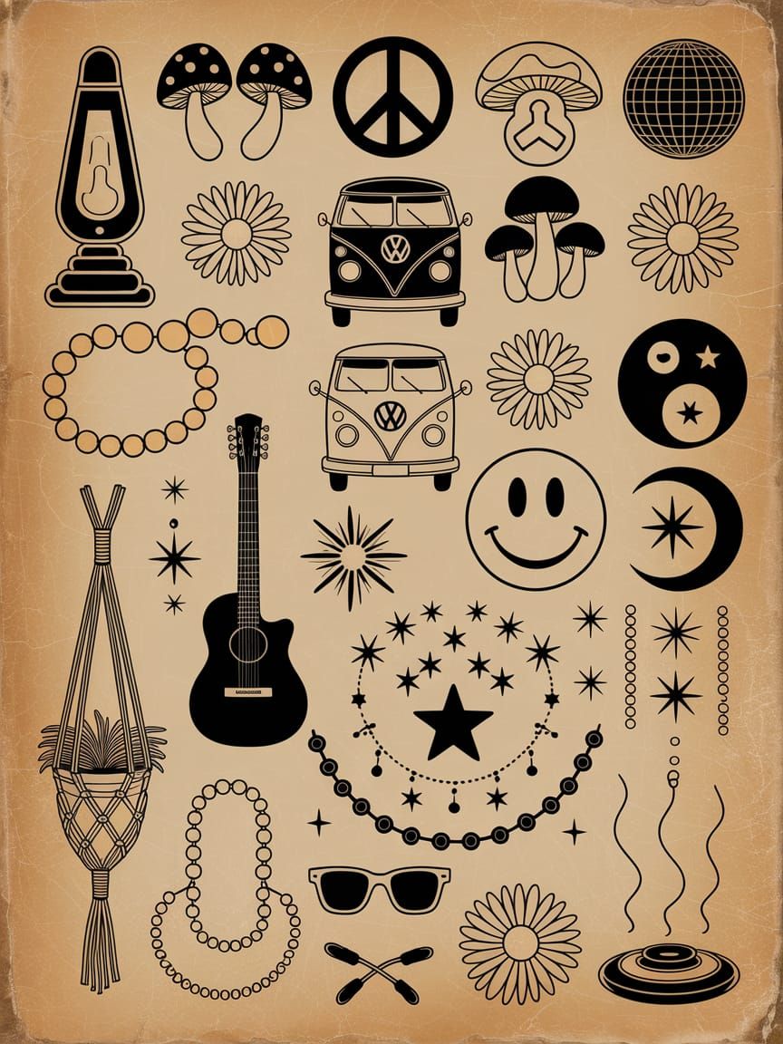 Vintage tattoo flash sheet  by @Xarnya