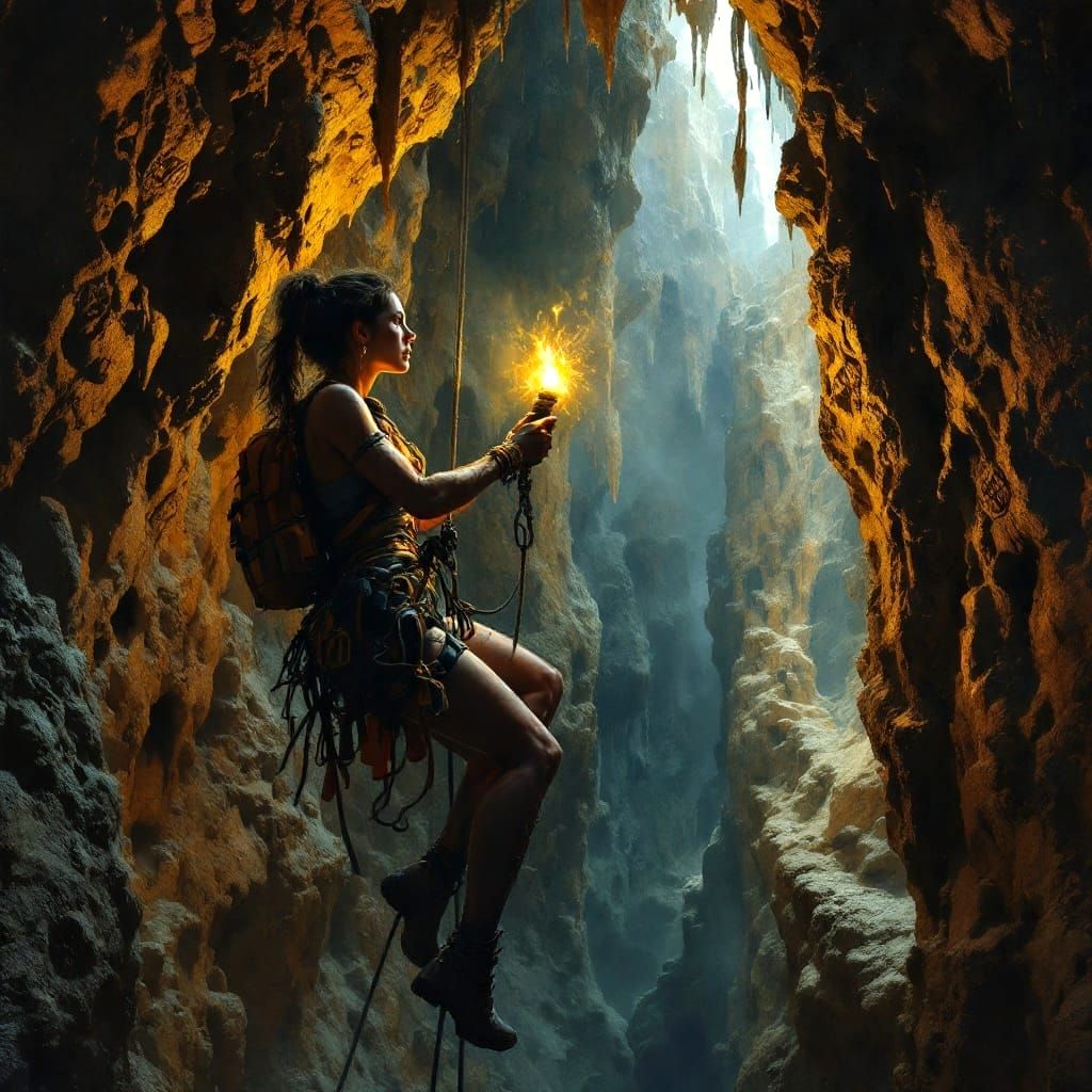 archaeologist discovering an ancient achasm  by @Didier B