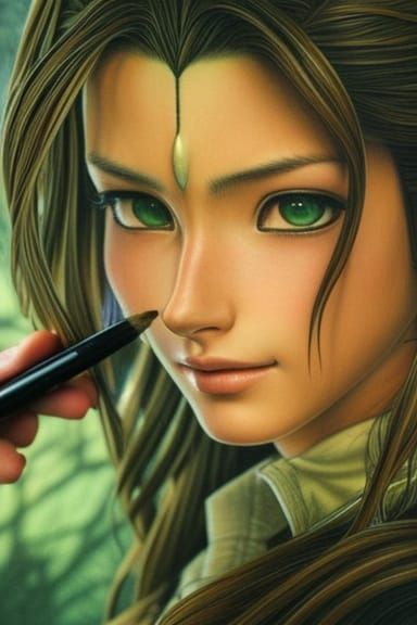 Adding the final touch to the portrait