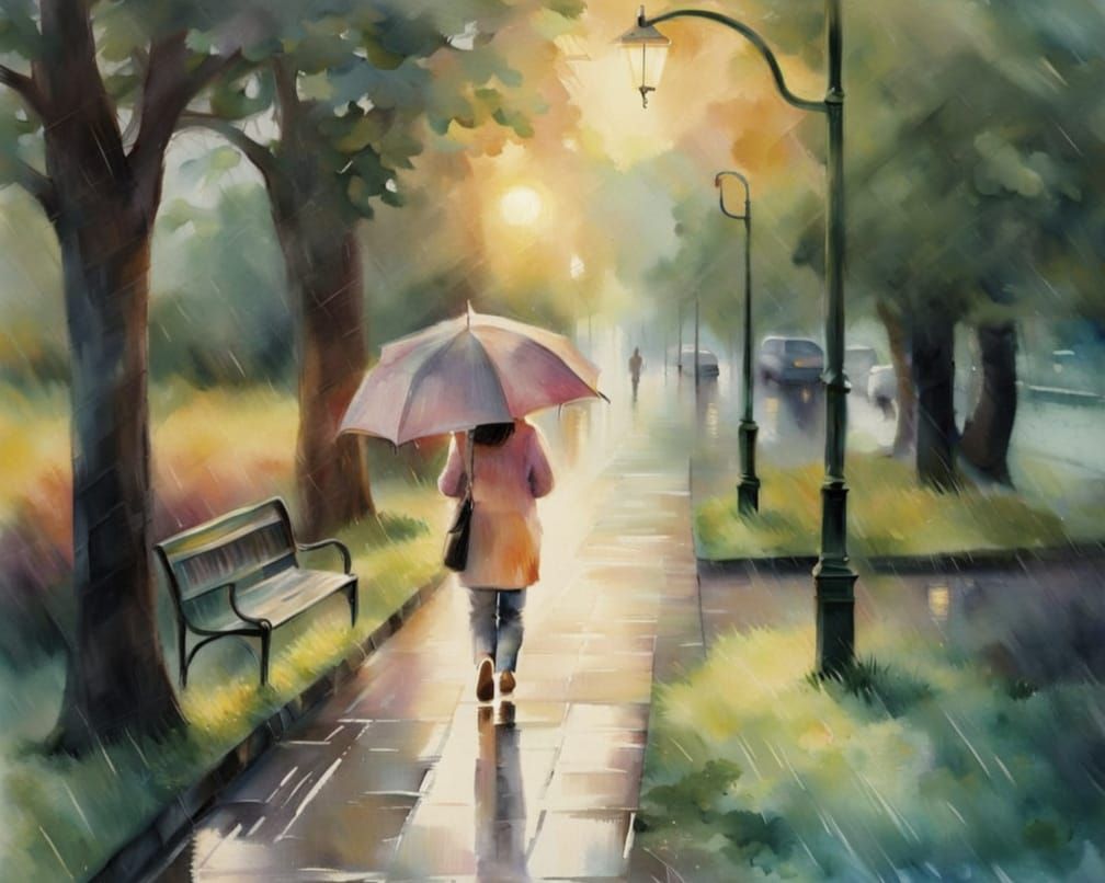 A Walk in the Rain  by @Leeftail_Art