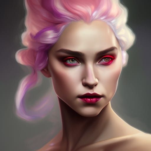 A beautiful Targaryen princess with red makeup and purple je...