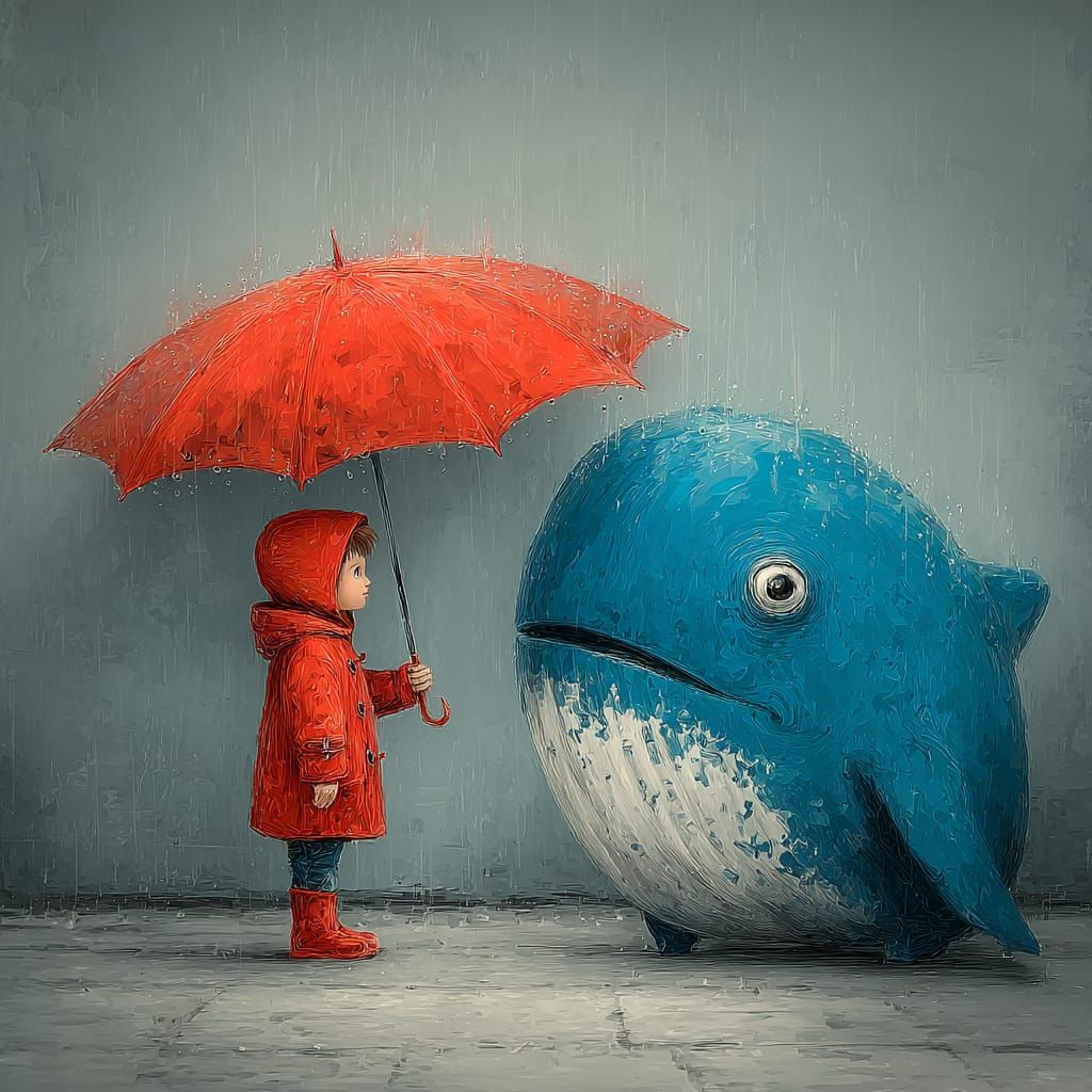 The Girl,the Whale and the Red Umbrella