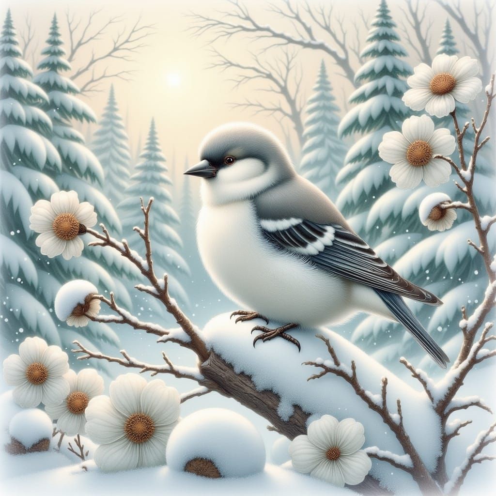 <lora:Winter Forrest:1.0> Bird
