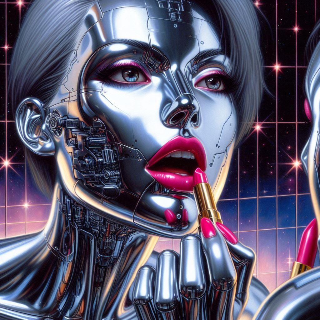 hajime sorayama retro 80s sci-fi futurism cyberpunk space si...