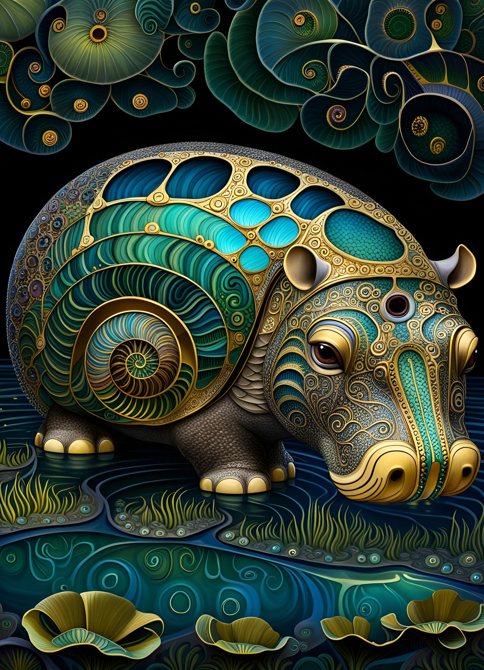 The Aureate Hippos  by @beetleink