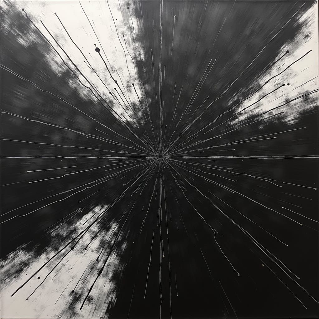 Vibrant Abstraction in Dark, High-Contrast Artwork