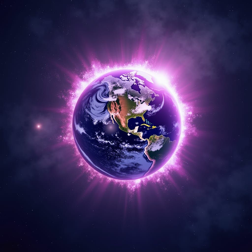 Mother Earth Erupting in Sacred Violet Flames