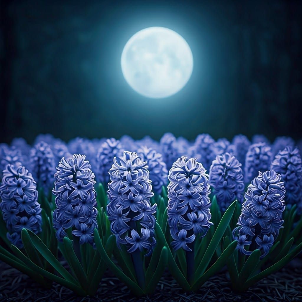 Luminous Moonlit Hyacinths in Impressionist Style